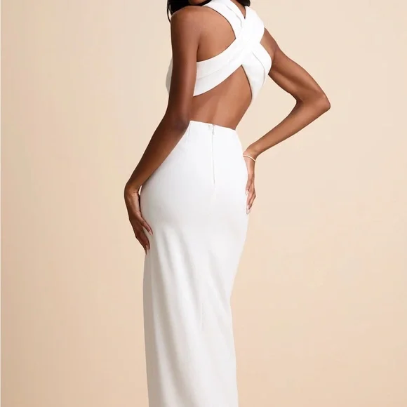 Lulu's White One-Shoulder Slit Maxi Dress - Picture 10 of 11
